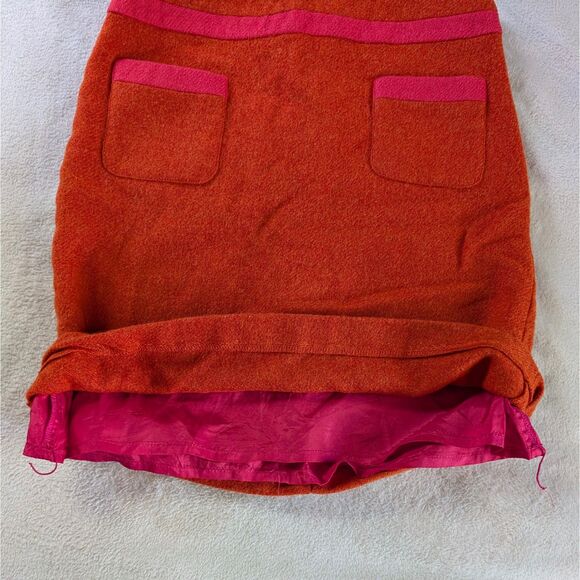 Boden Wool Pencil Mini Skirt Women's 12L Bright Orange Pockets - Picture 9 of 9